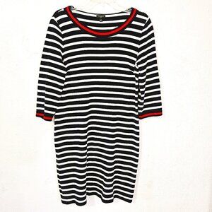 Talbots Women's Nautical Blue White Striped 100% Cotton Dress Size Large Petite